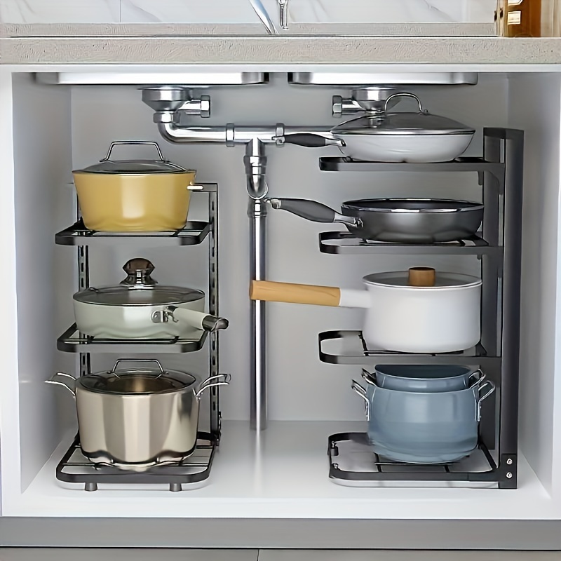 Kitchen Baking Pan Organizer - منظم أواني قابل للتعديل، رف تخزين