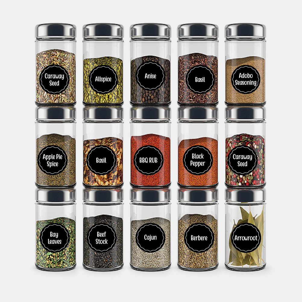 144 قطعة ملصقات توابل مستطيلة  - مراجعة Kitchen Baking Pantry وسعره